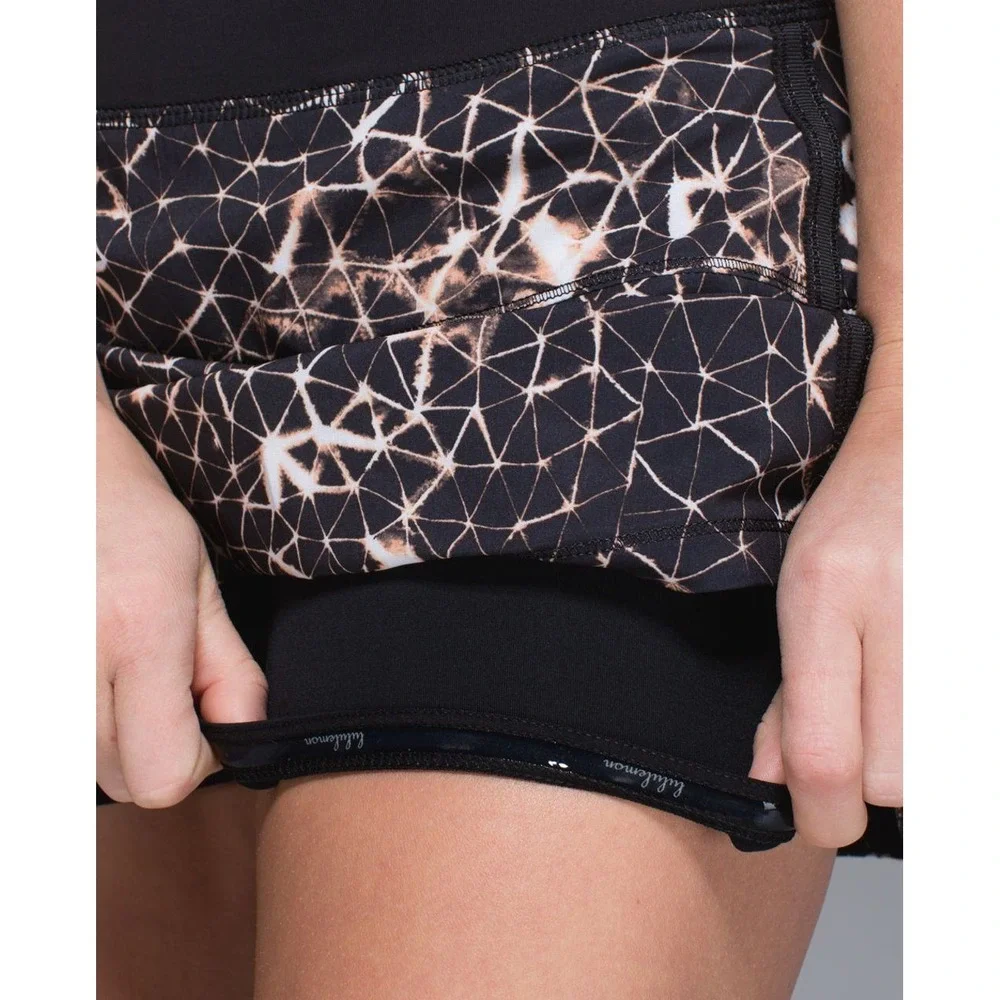 Lululemon Pace Rival Skirt II 4-Way Stretch Athletic Skort 12 Sugar Crush Black